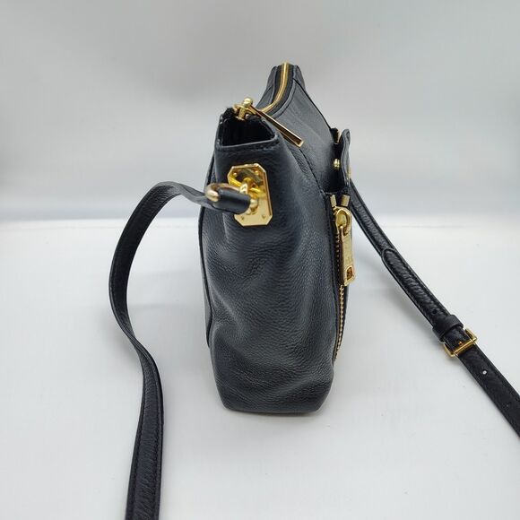 Lauren Ralph Lauren Leather Pebbled Crossbody Bag Purse Black Preppy Classic LRL - Picture 3 of 11